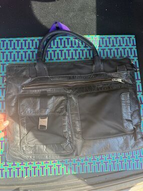Piquadro Leather Computer Work Bag Black